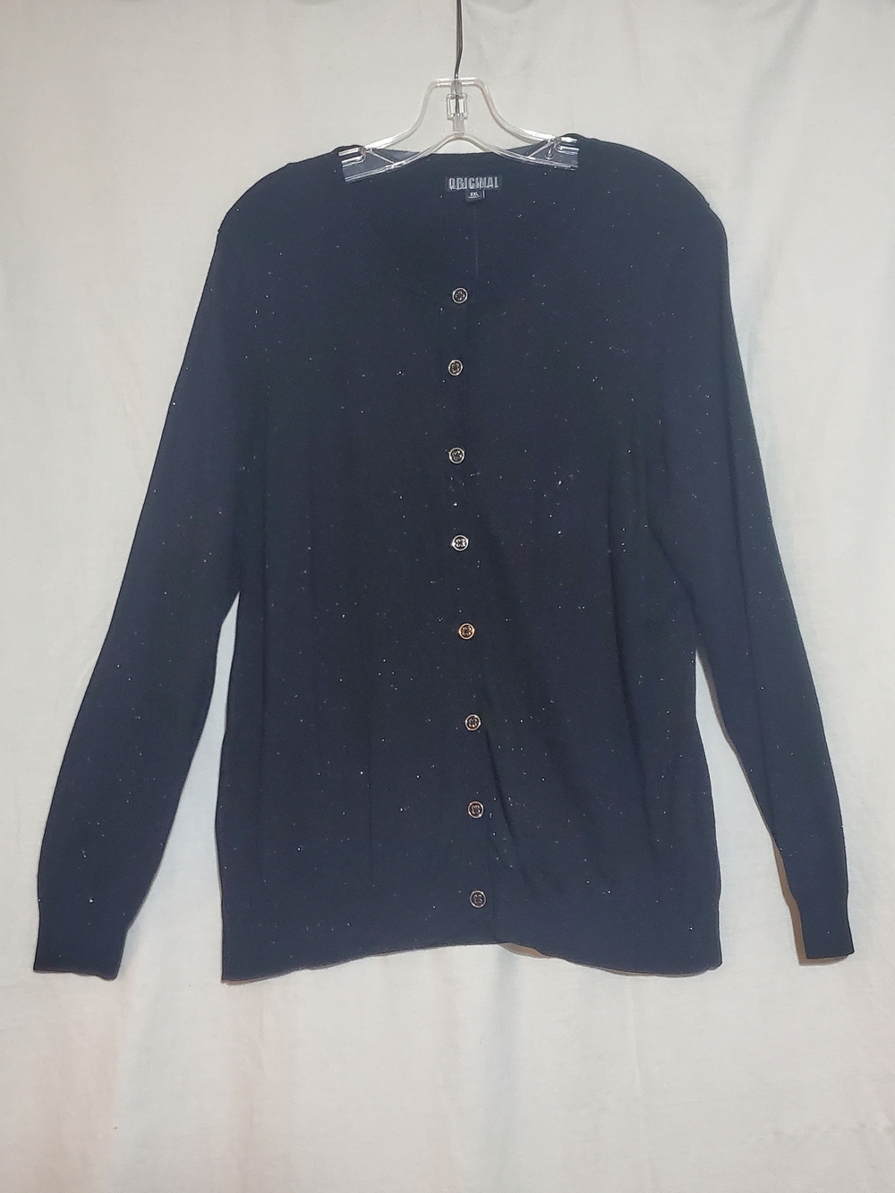 Nicole Miller Black Button-Front Cardigan with Silver Sparkle